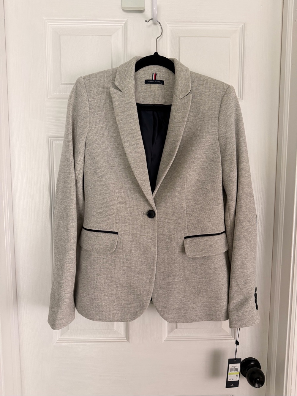 Tommy Hilfiger Tailored sweatshirt Blazer gray with navy elbow patches size 4